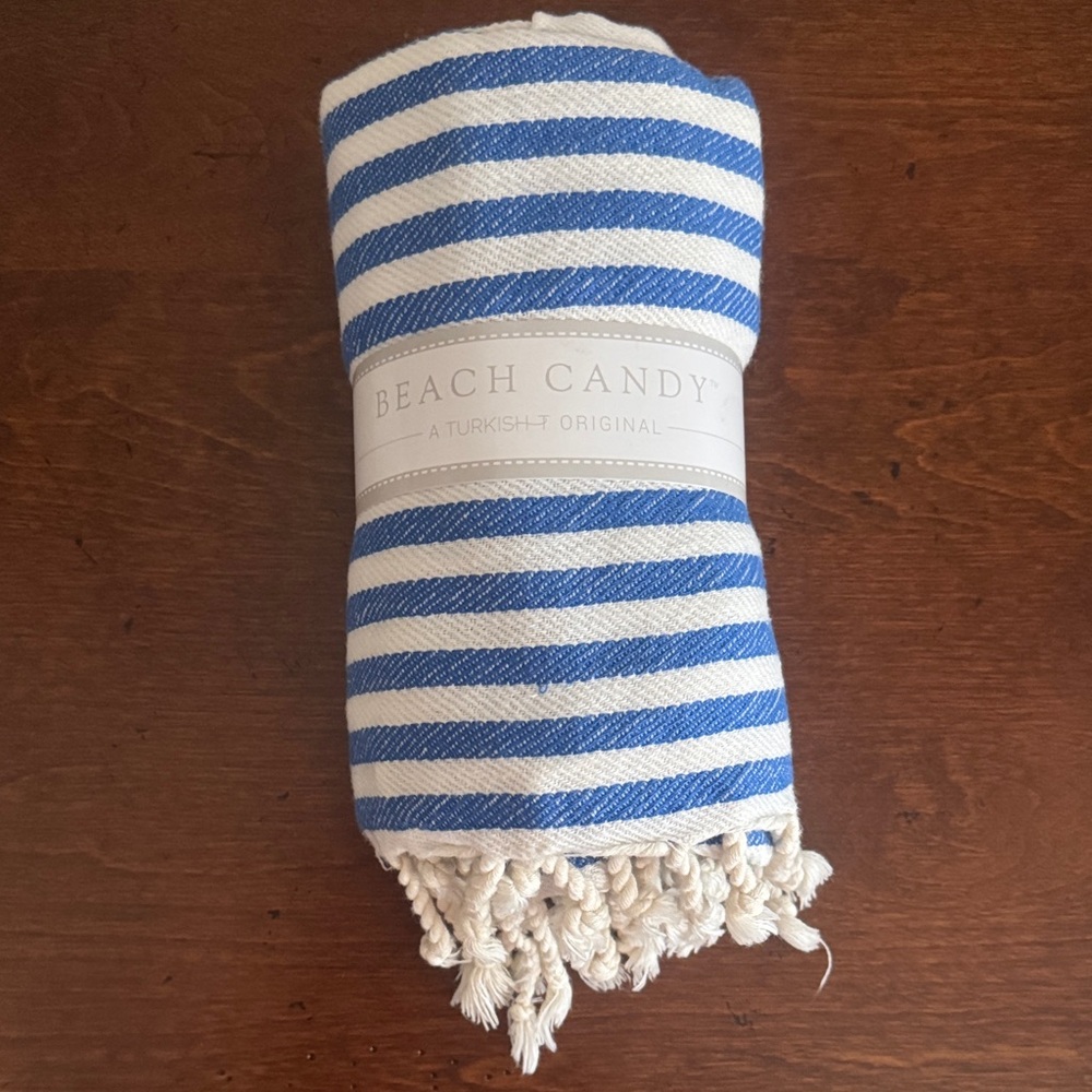 Beach Candy Blue and White Striped Turkish Towel NWT